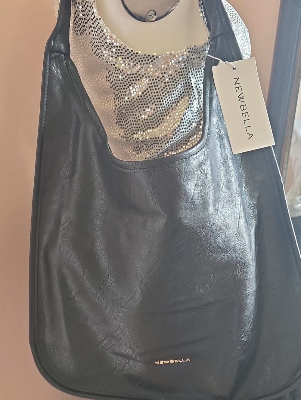 Newbella Black Shoulder Bag - Classic Vegan Leather Hobo